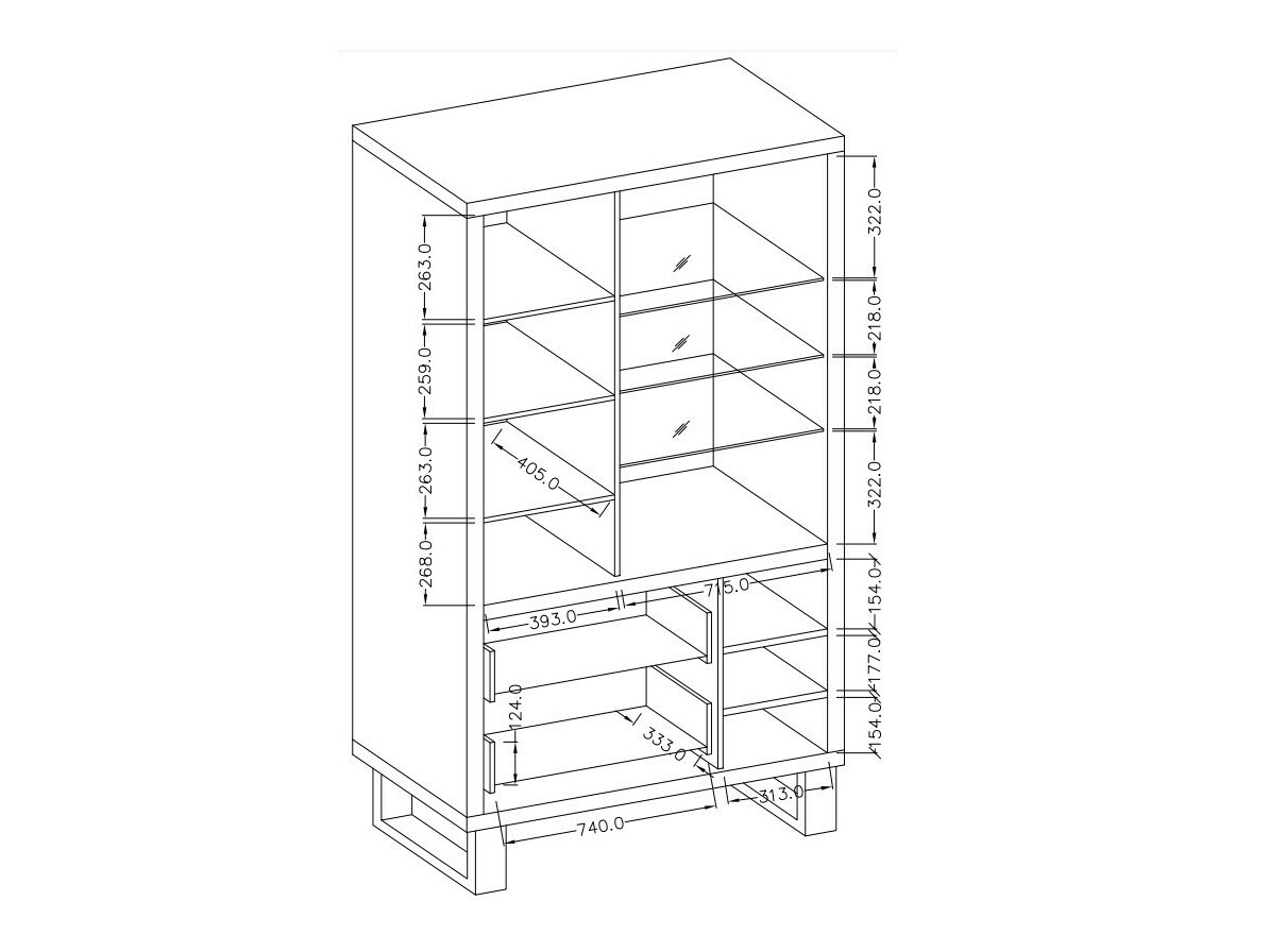 Bookcase Avicavu 105 (Wotan Oak + Black)