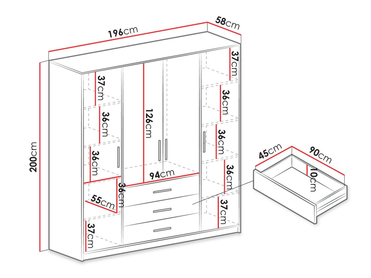 Wardrobe Dortivu (Graphite)