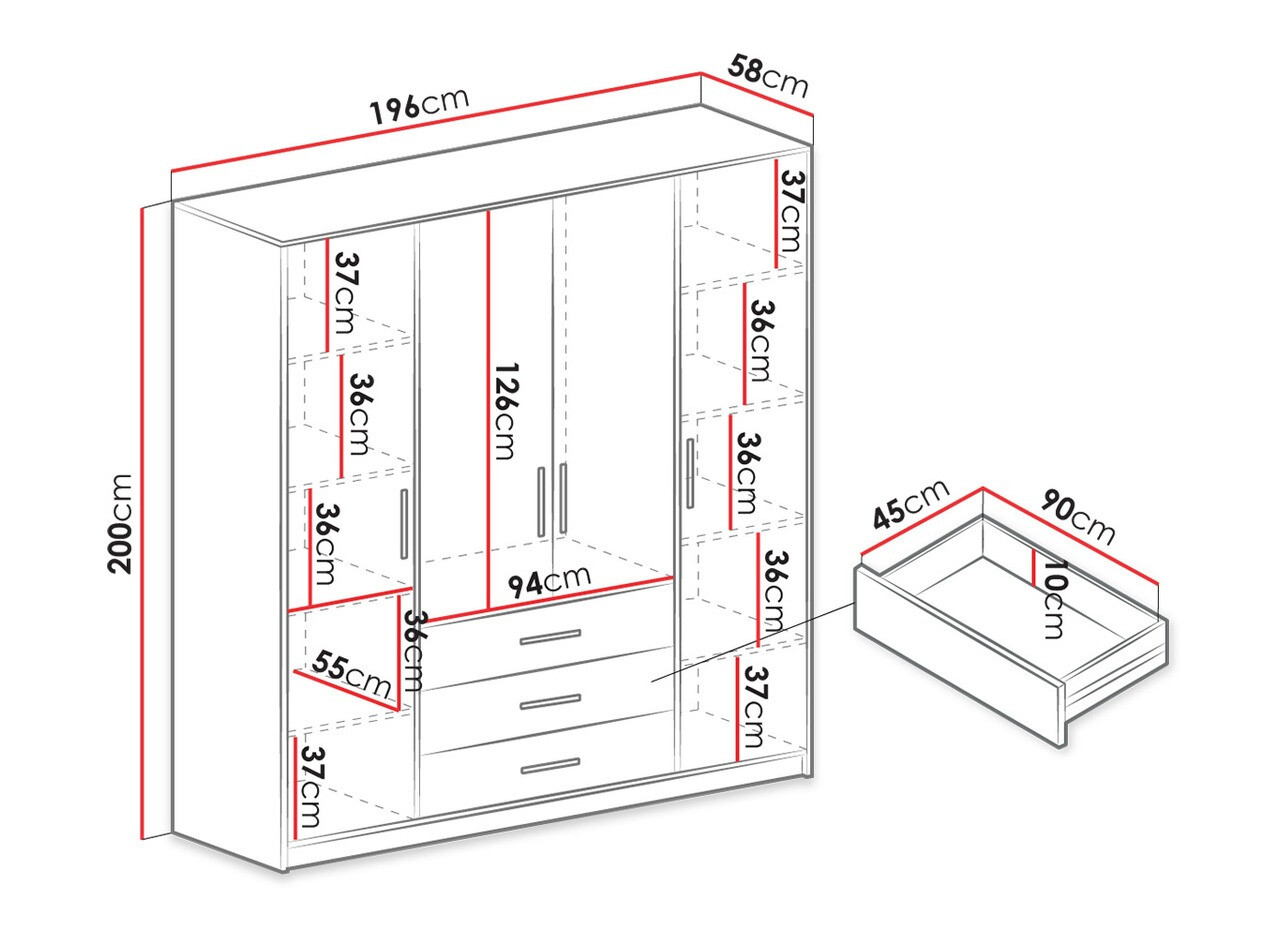 Wardrobe Dortivu (Wellington oak)