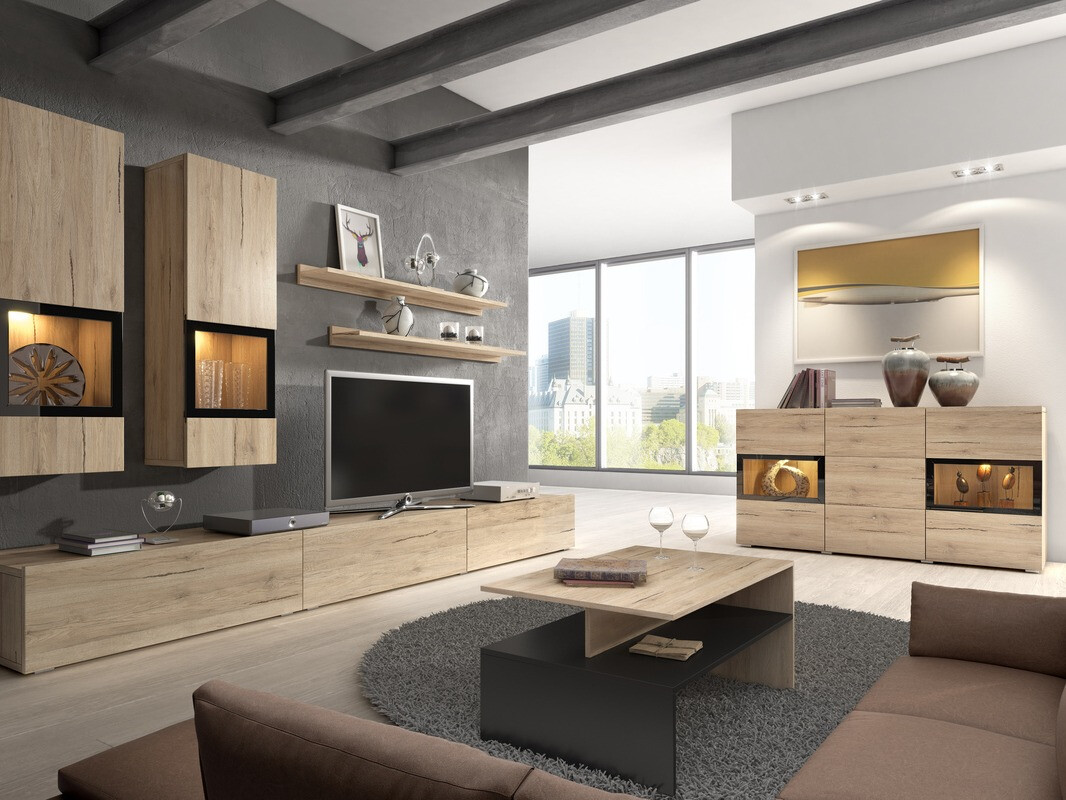 Coffee table Serodeu 103 (San Remo oak + Black)