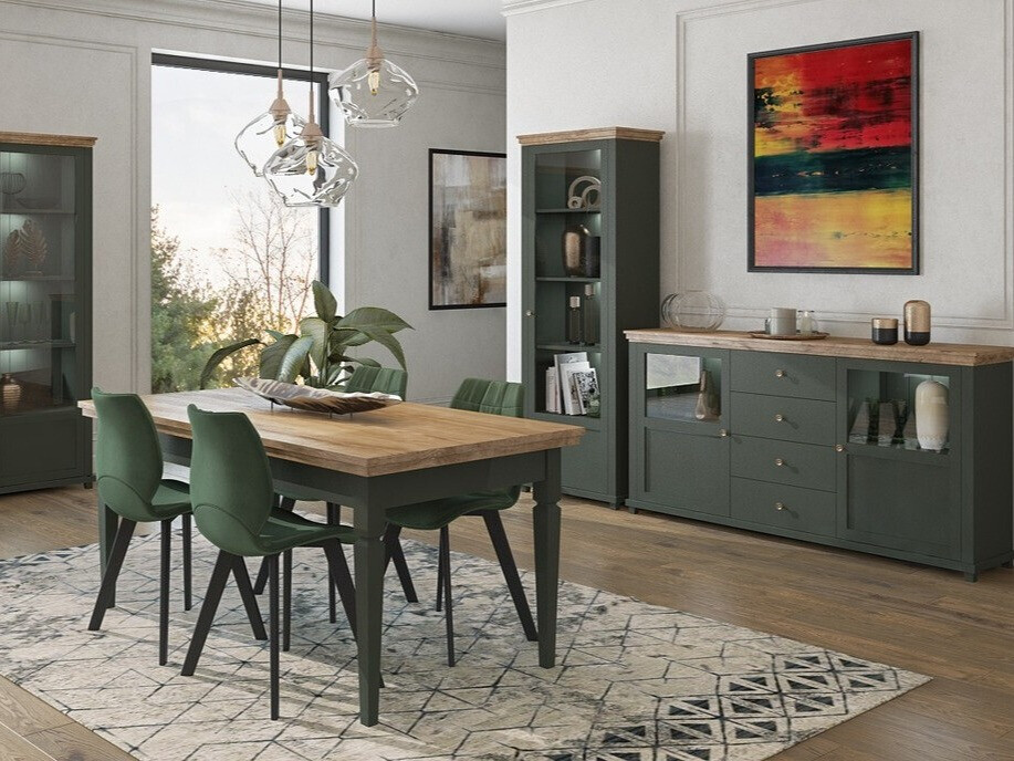 Bookcase Tolnue 101 (Dark green + Lefkas oak)