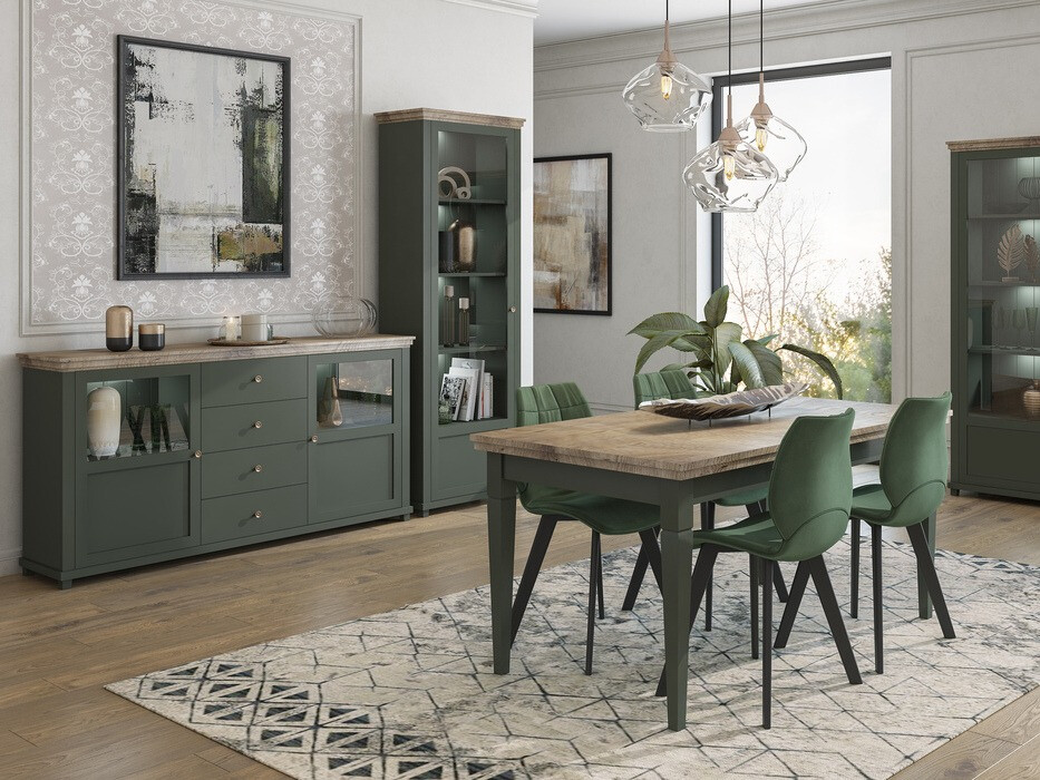 Chest of drawers Tolnue 103 (Dark green + Lefkas oak)