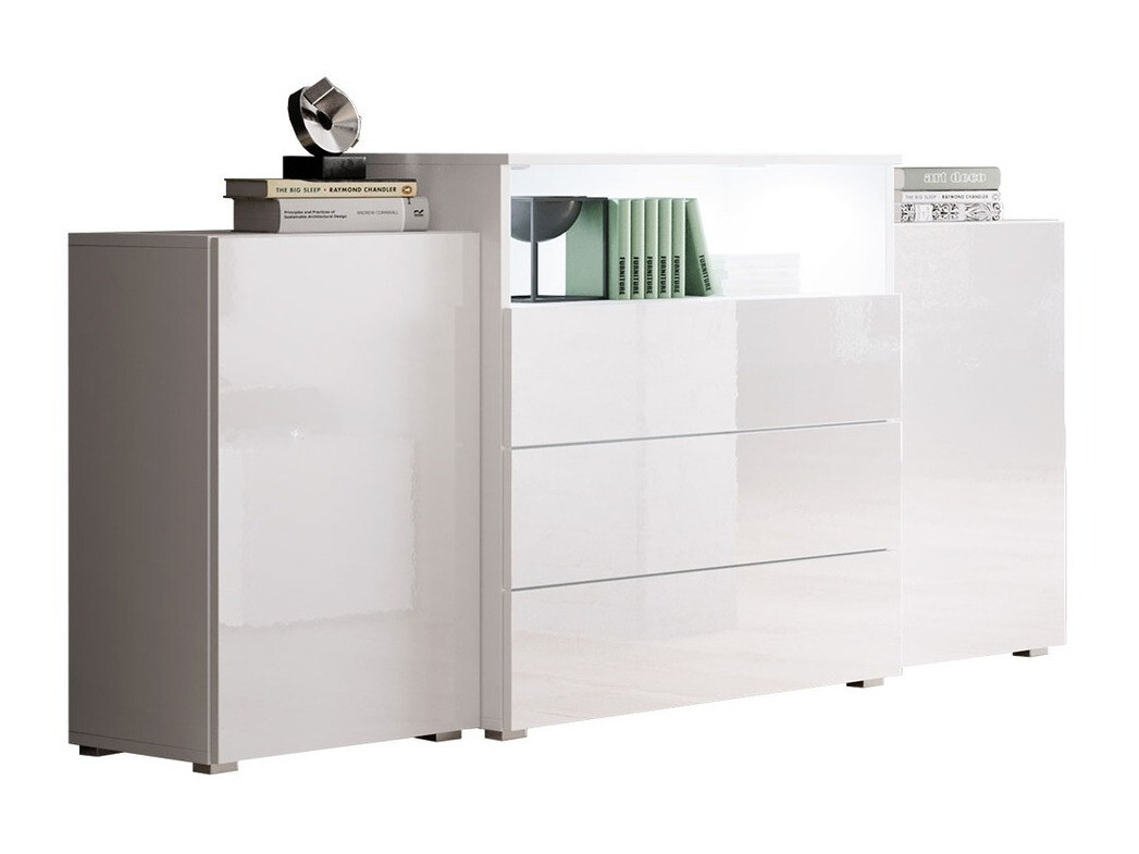 Chest of drawers Sarasota 127 (White + Glossy white)