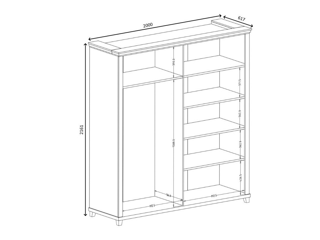 Wardrobe Tolnue 115 (Dark green + Lefkas oak)