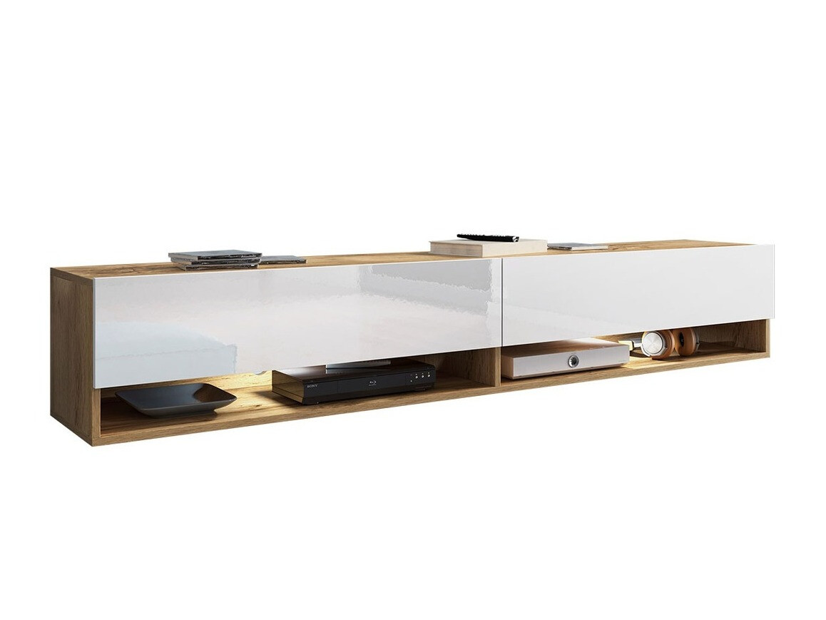 TV stand Sarasota 119 (Wotan Oak + Glossy white)
