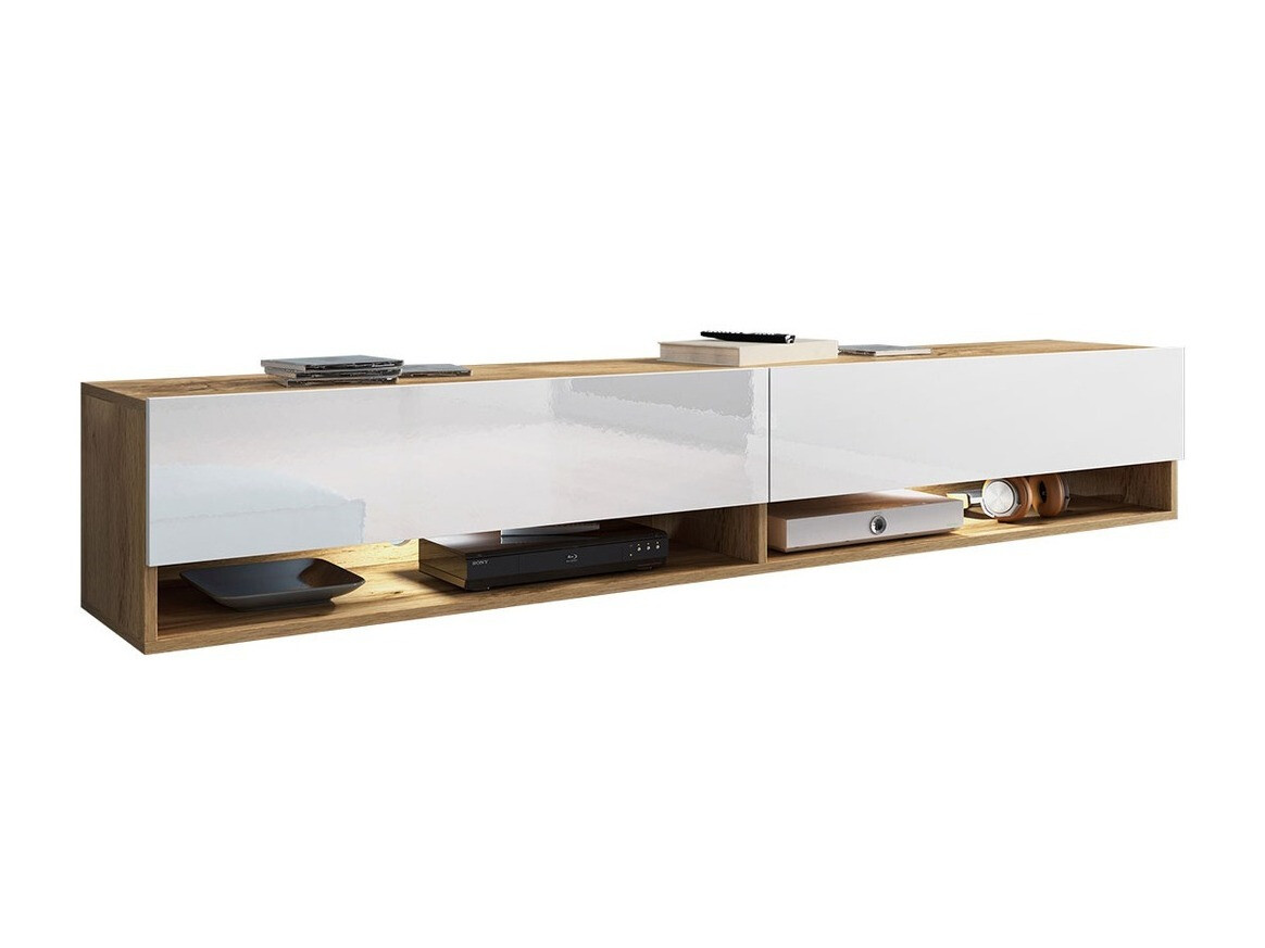 TV stand Sarasota 119 (Wotan Oak + Glossy white)