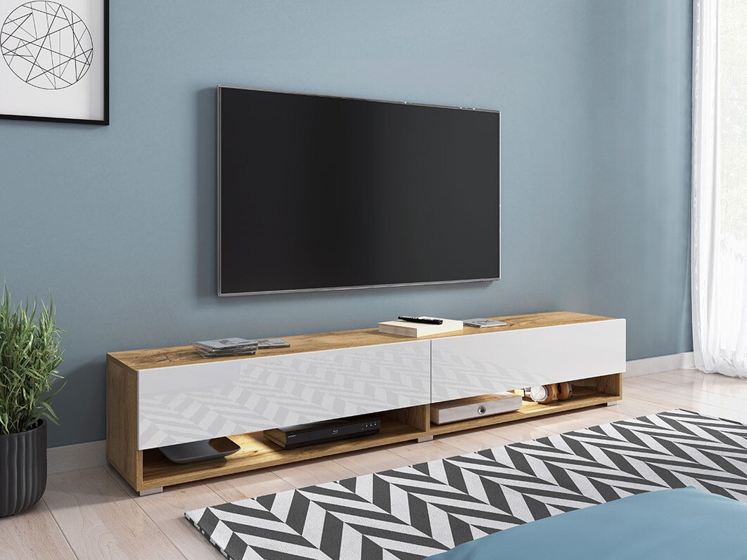 TV stand Sarasota 119 (Wotan Oak + Glossy white)