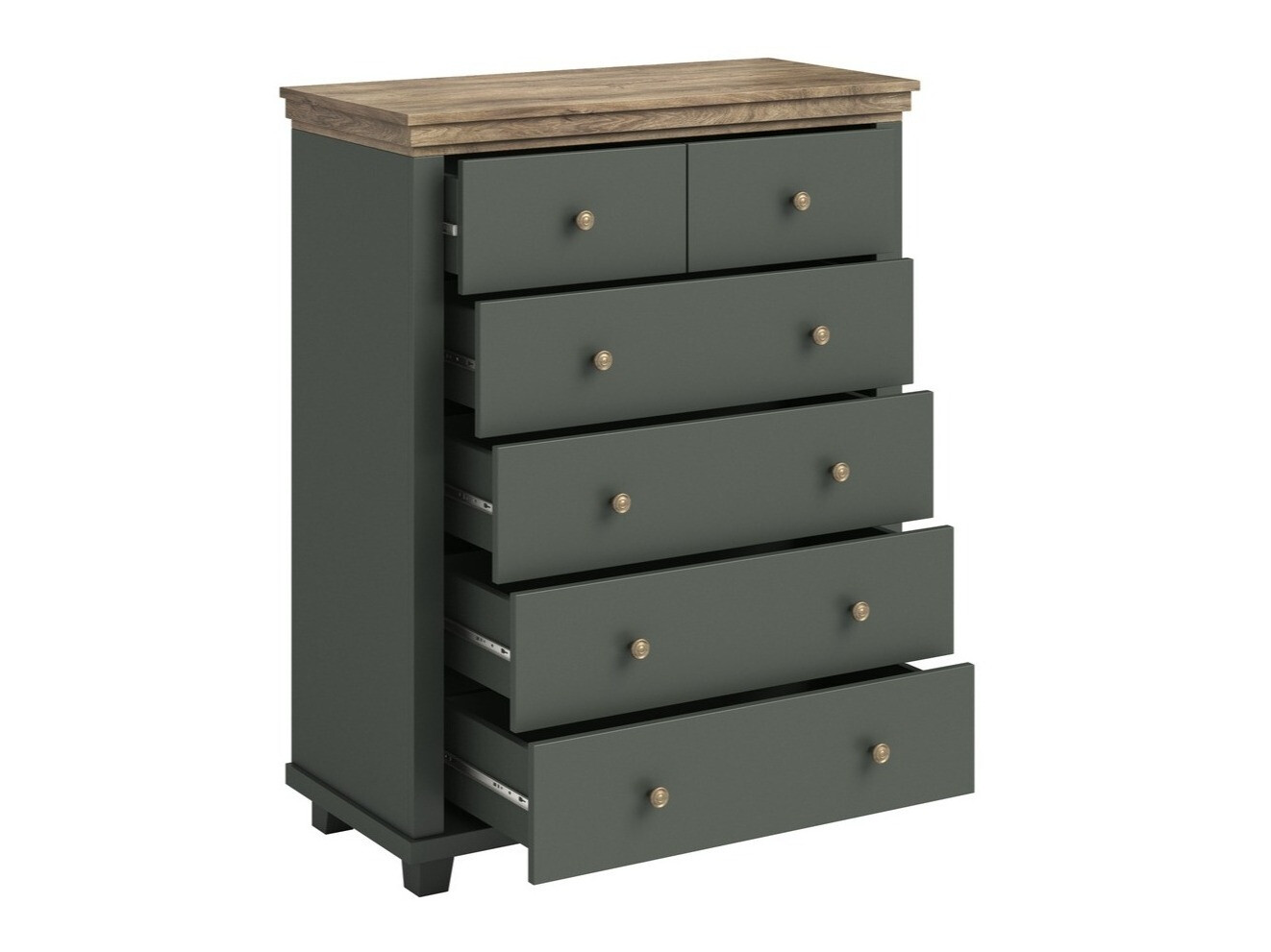 Chest of drawers Tolnue 121 (Dark green + Lefkas oak)