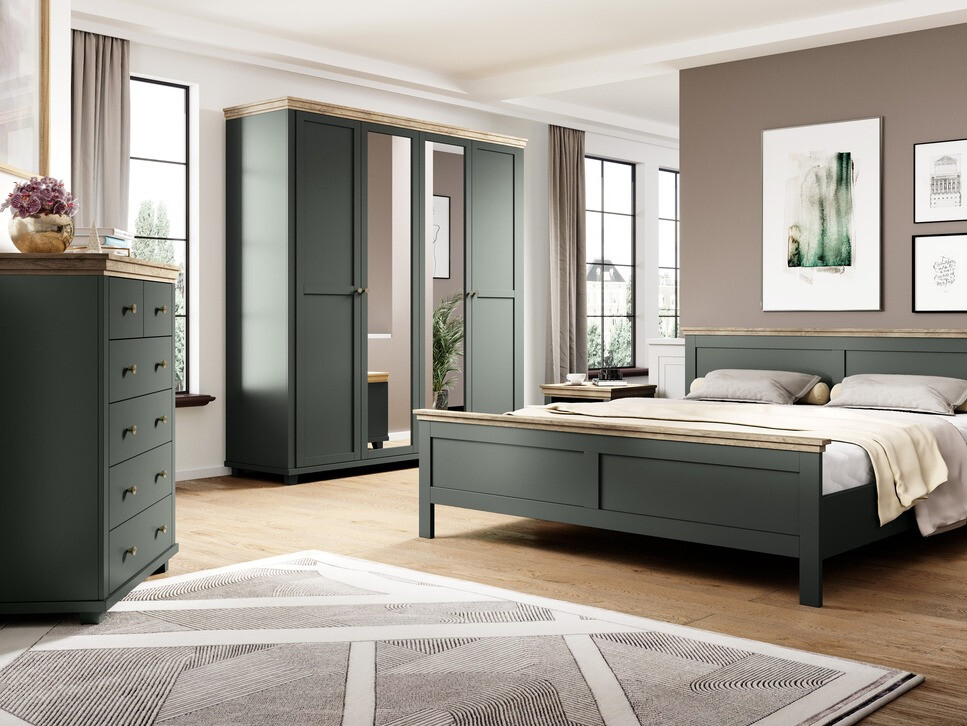 Chest of drawers Tolnue 121 (Dark green + Lefkas oak)