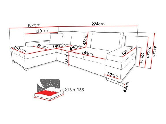 Corner sofa Comfivo Olivetum I (Magic Velvet 2260 + Senegal 818)