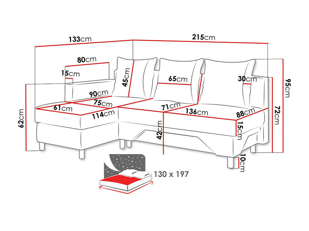 Corner sofa Akron 100 (Alova 68 + Alova 07)