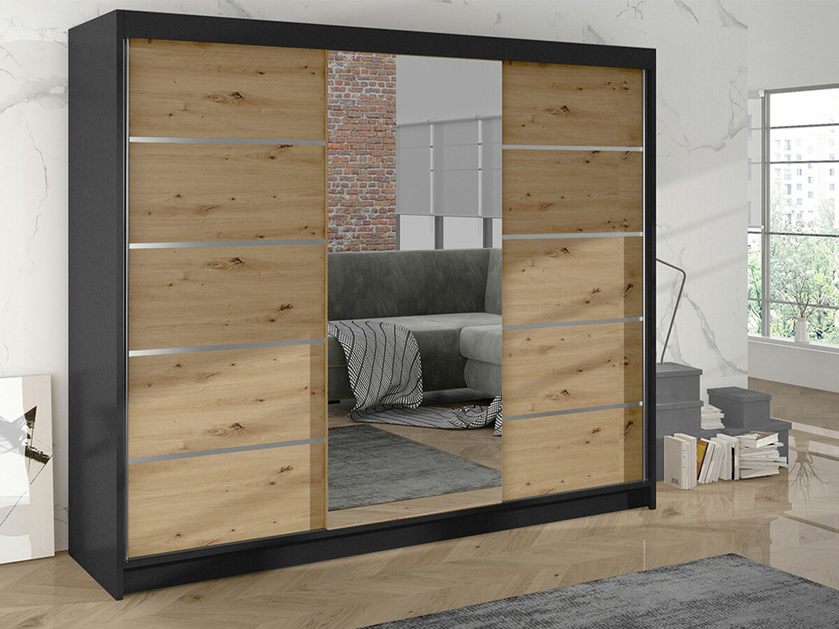 Wardrobe Closico Durion IV (Black + Artisan oak)