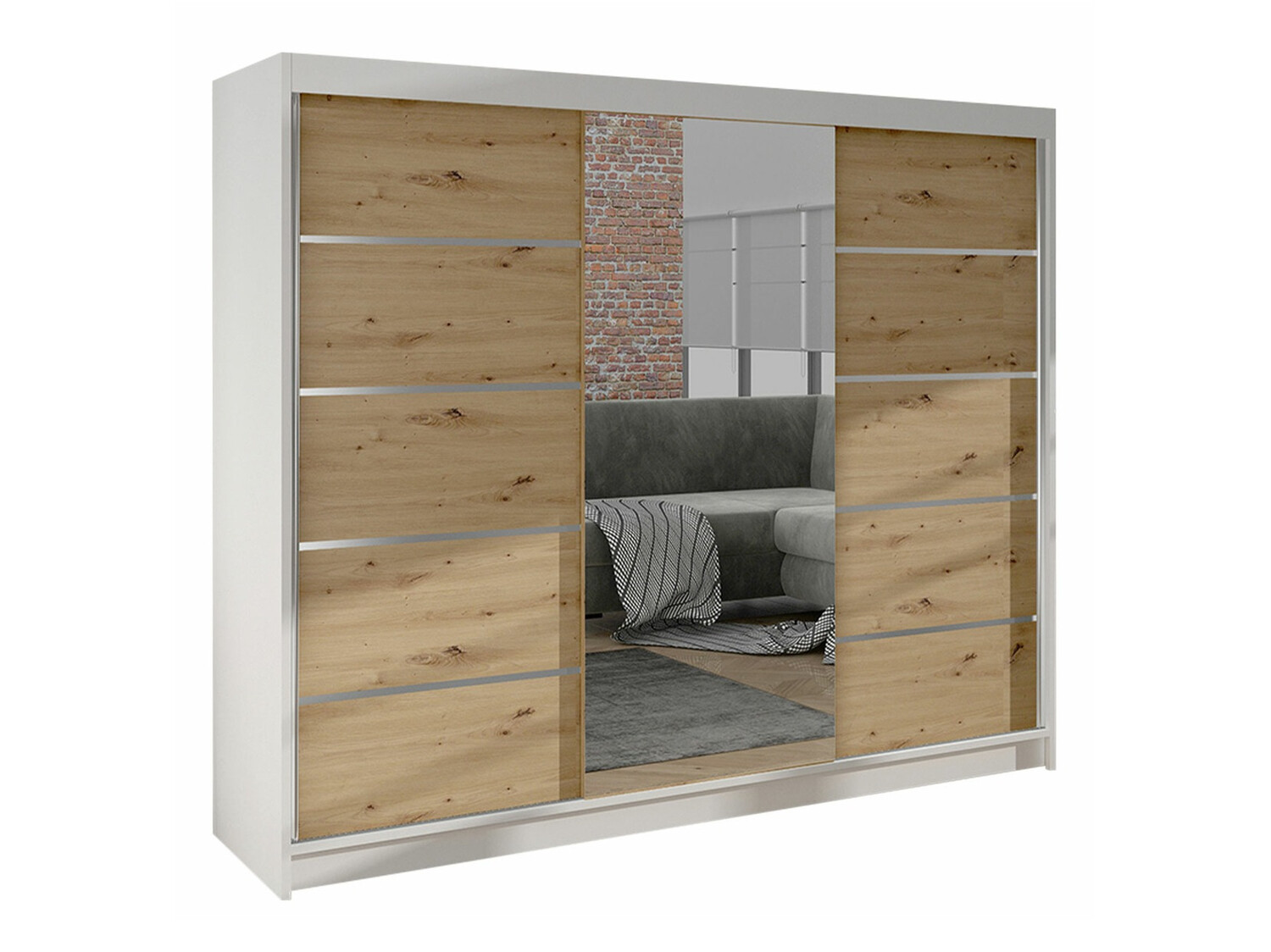 Wardrobe Closico Durion IV (White + Artisan oak)