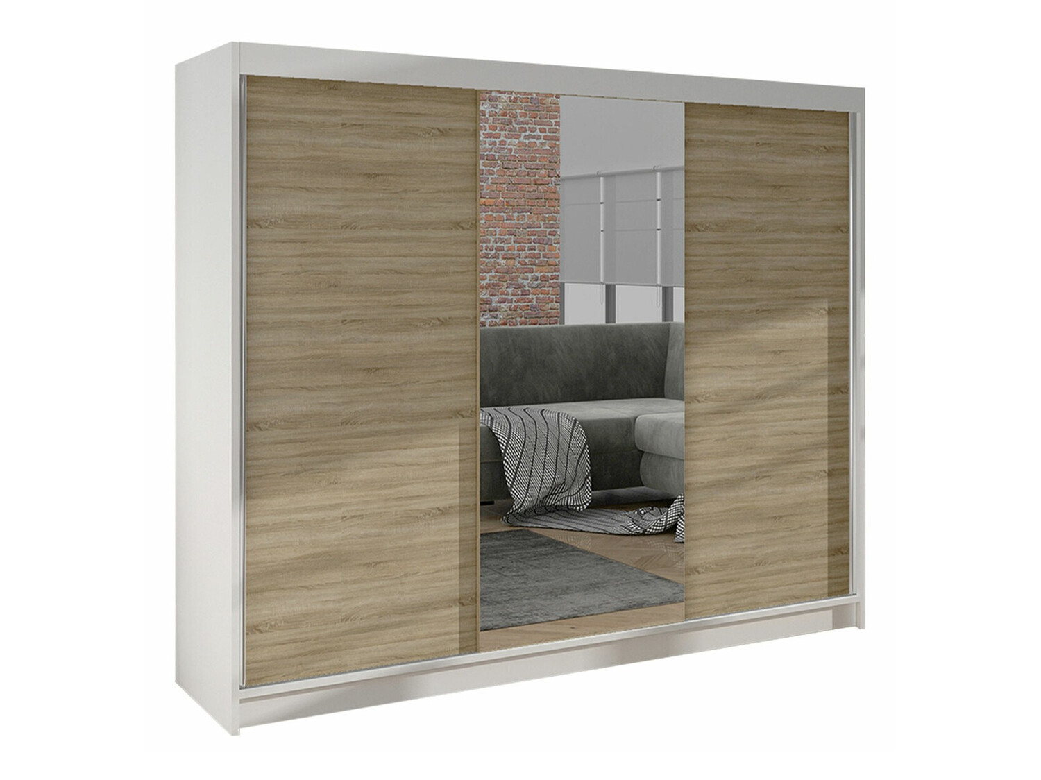 Wardrobe Closico Durion I (White + Sonoma oak)