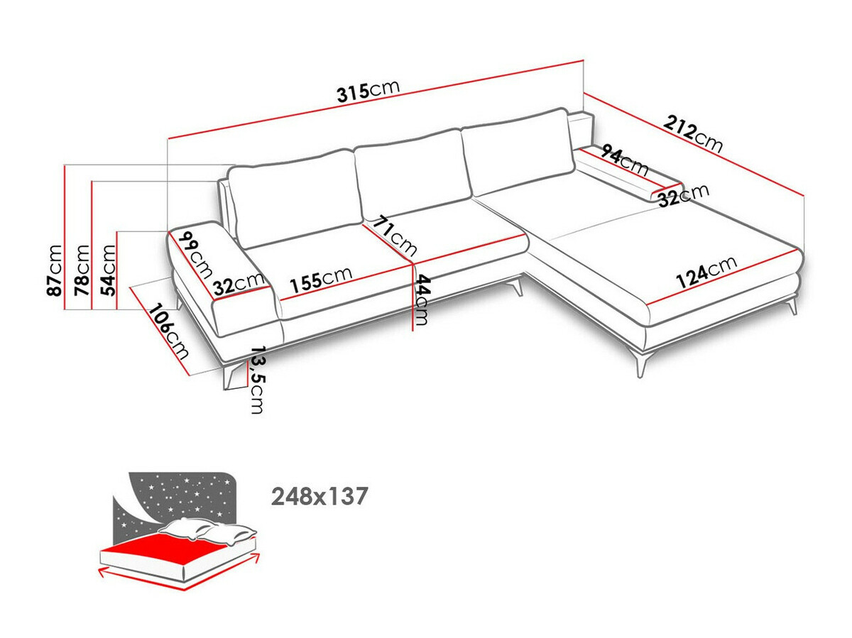 Corner sofa Lincoln 136 (Soro 13)