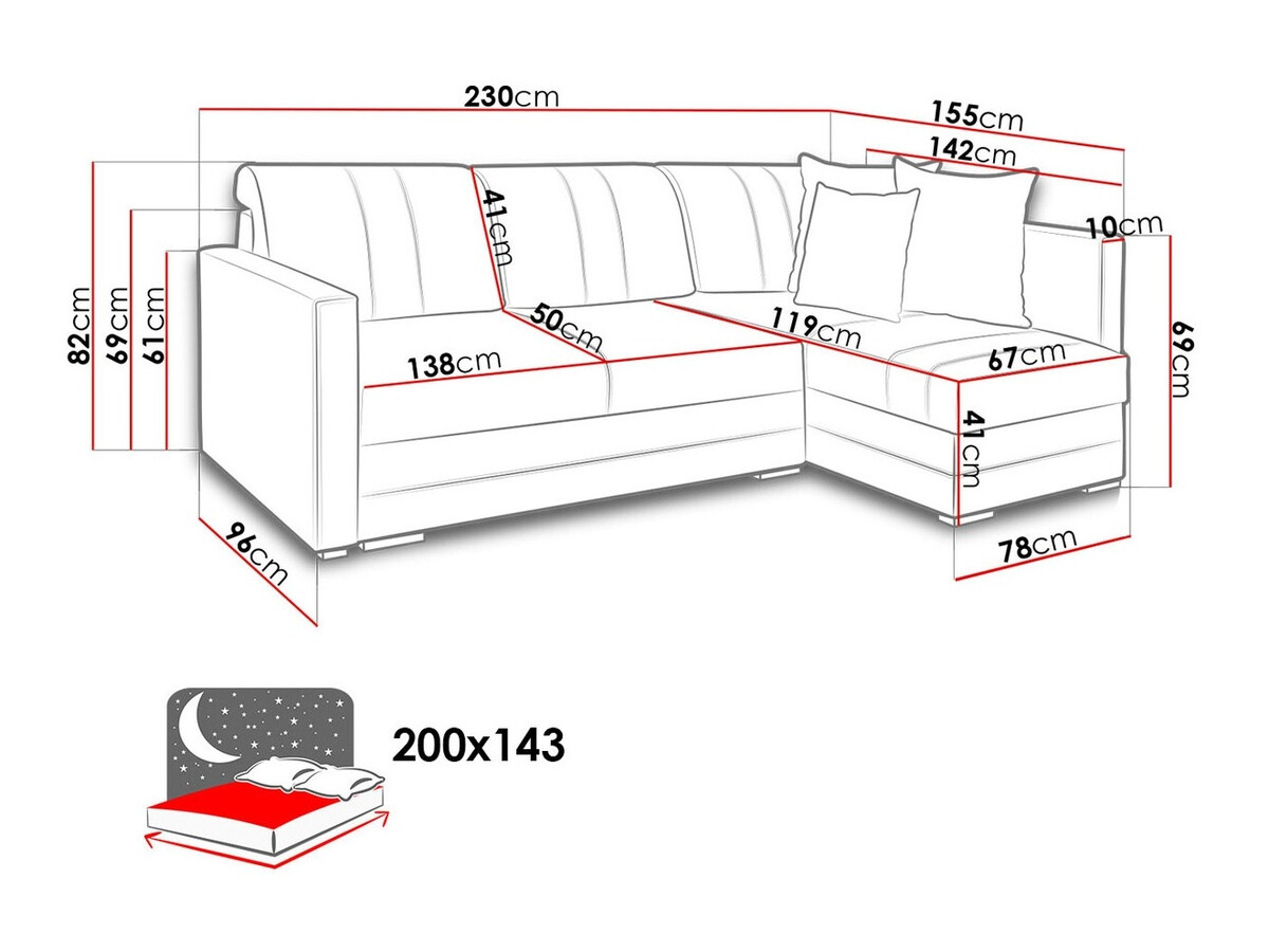 Corner sofa Edinburg 100 (Inari 26 + Cayenne 1113)