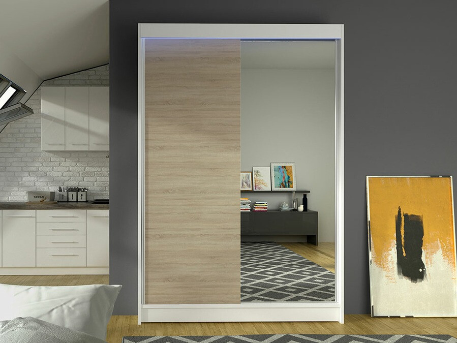 Wardrobe Closico Salvor I (White + Sonoma oak)