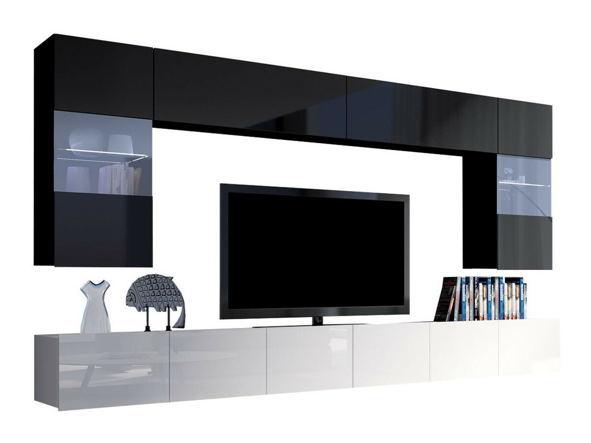 Living room set Remus I (Glossy white + Glossy black)