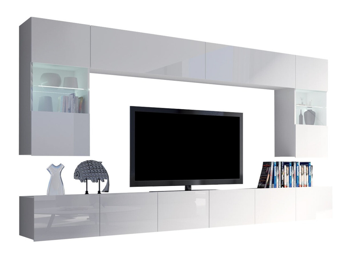 Living room set Remus I (White + Glossy white)