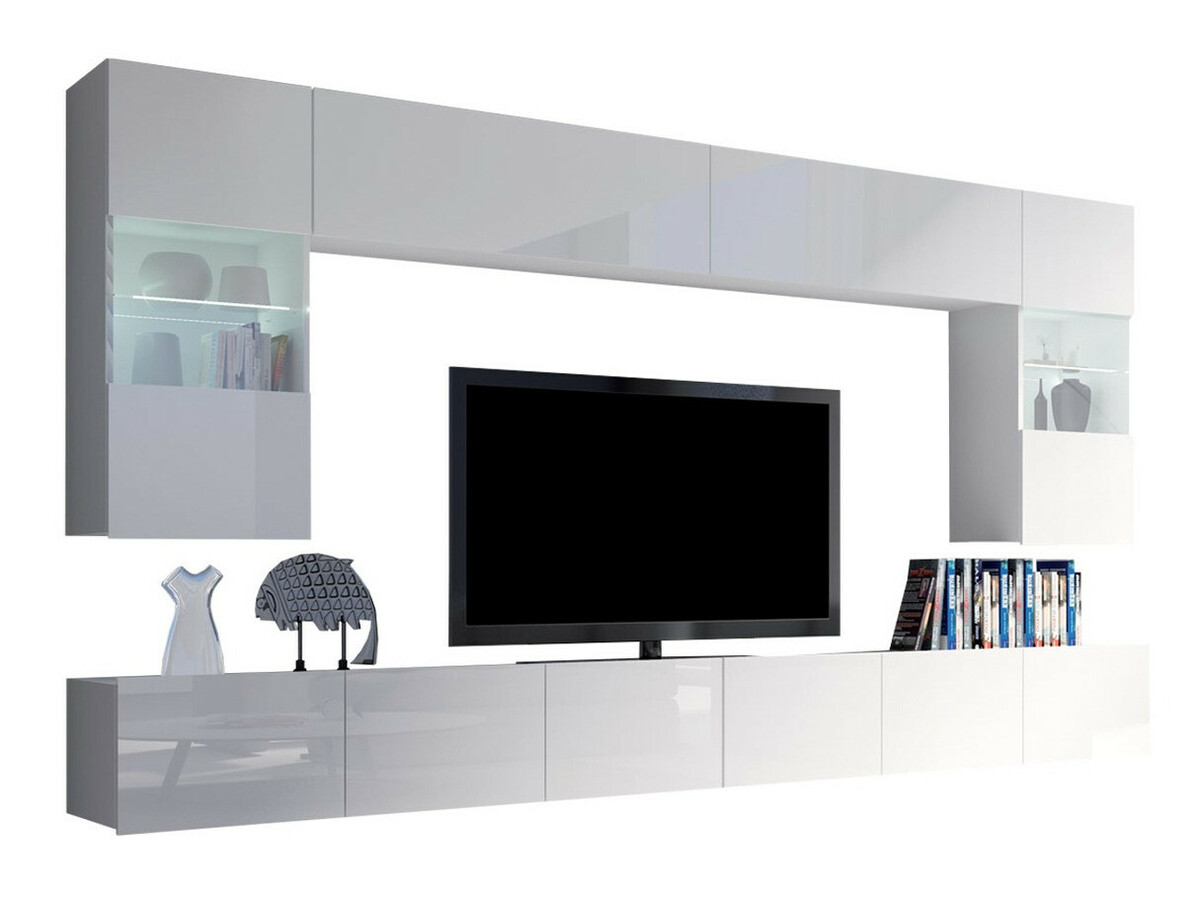Living room set Remus I (White + Glossy white)