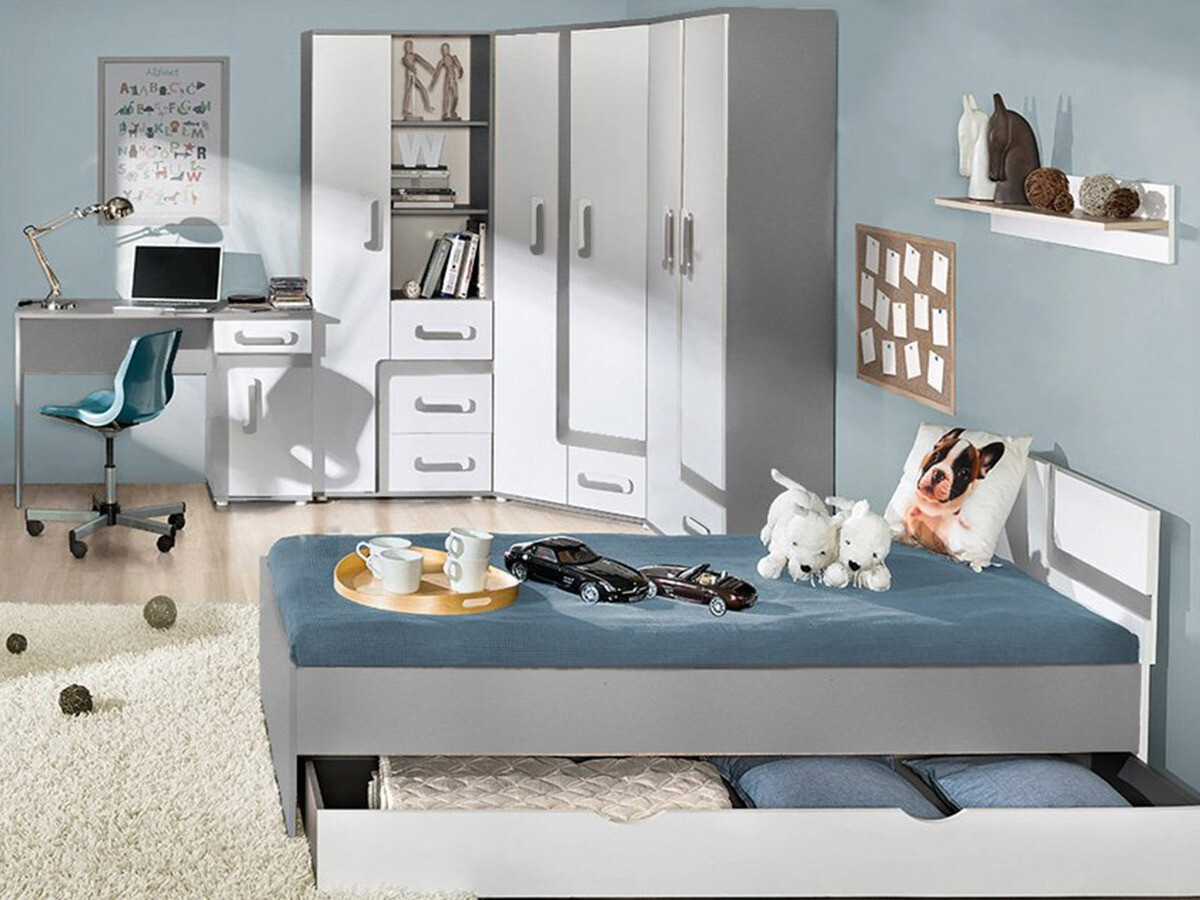Bed Levtala 112 (Anthracite + White + Pink)