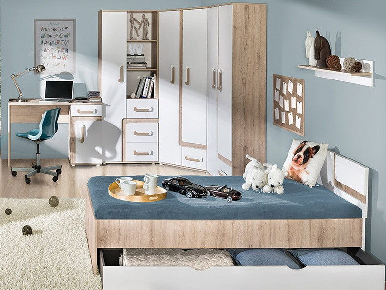 Bed Levtala 112 (Light oak + White)