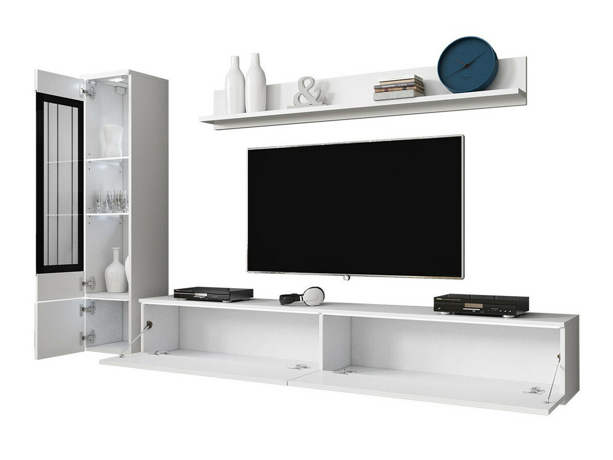 Living room set Mirfivo 100 (Concrete + Glossy white)