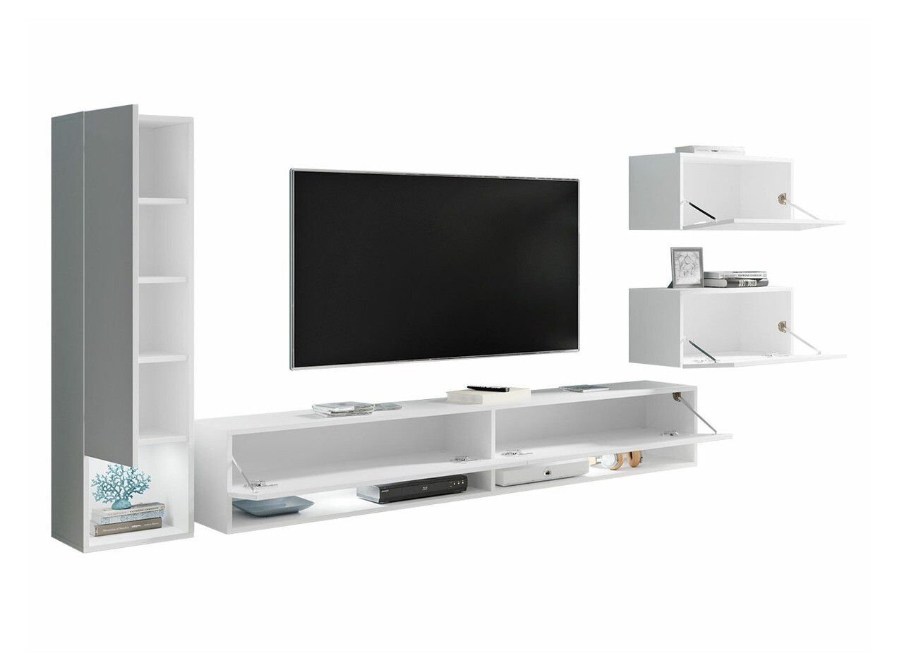 Living room set Sarasota 124 (White + Glossy white)