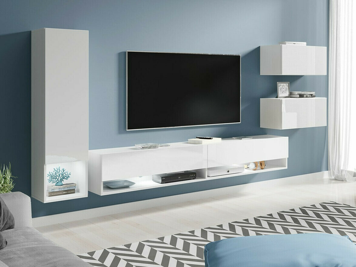 Living room set Sarasota 124 (White + Glossy white)