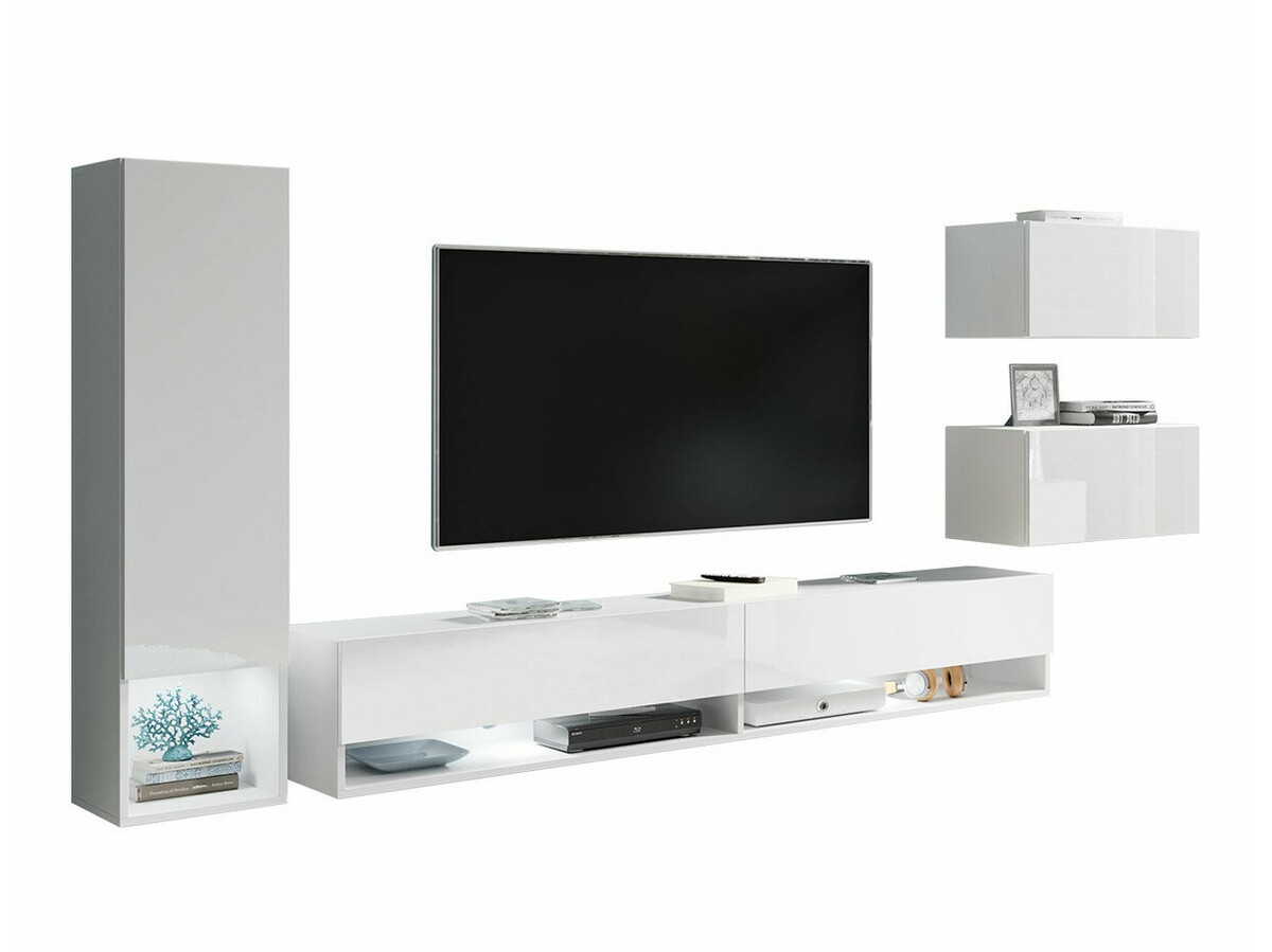 Living room set Sarasota 124 (White + Glossy white)