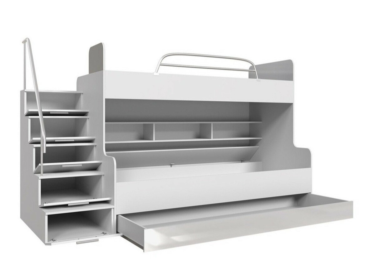 Bunk bed Campus (White + Glossy white + Glossy pink)