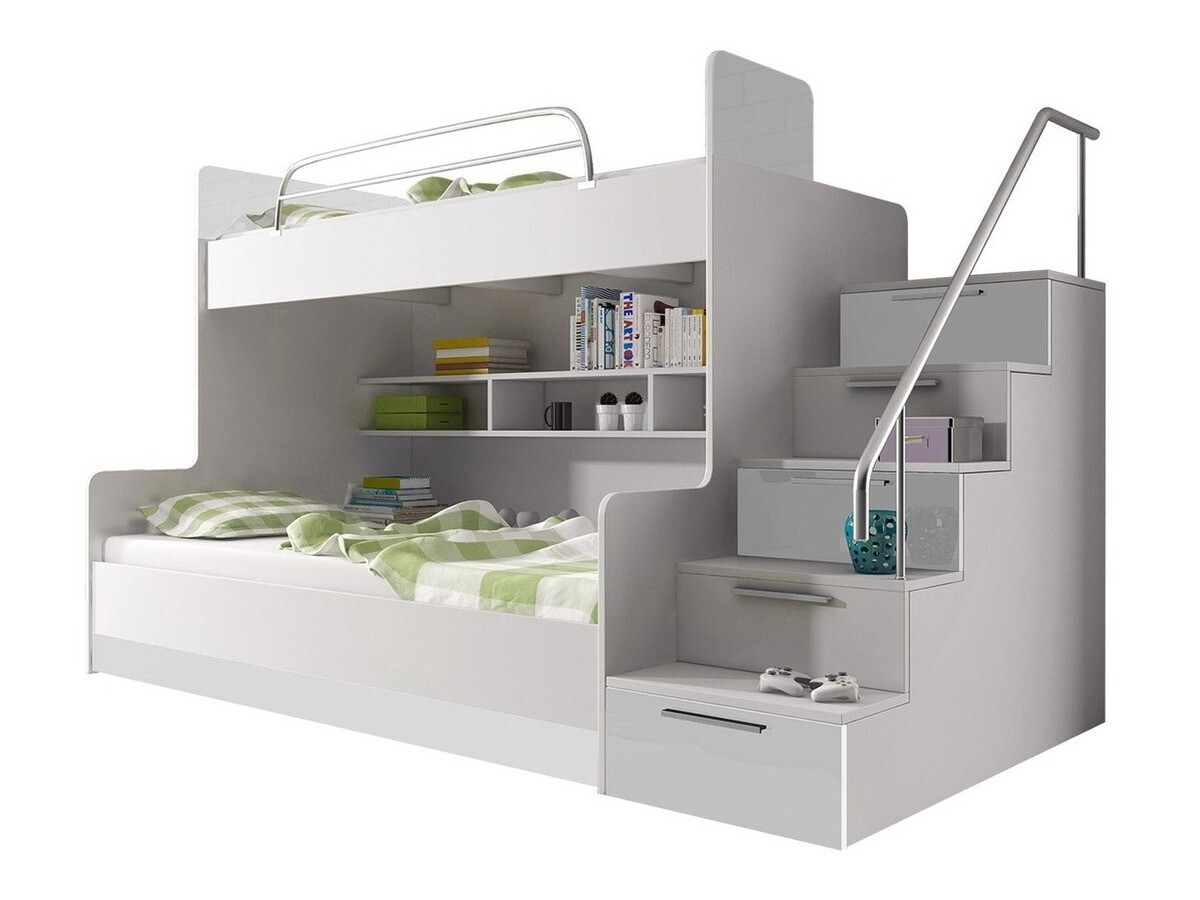 Bunk bed Campus (White + Glossy white)