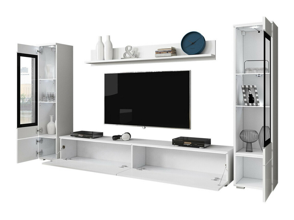 Living room set Mirfivo 101 (Wotan Oak + Glossy black)