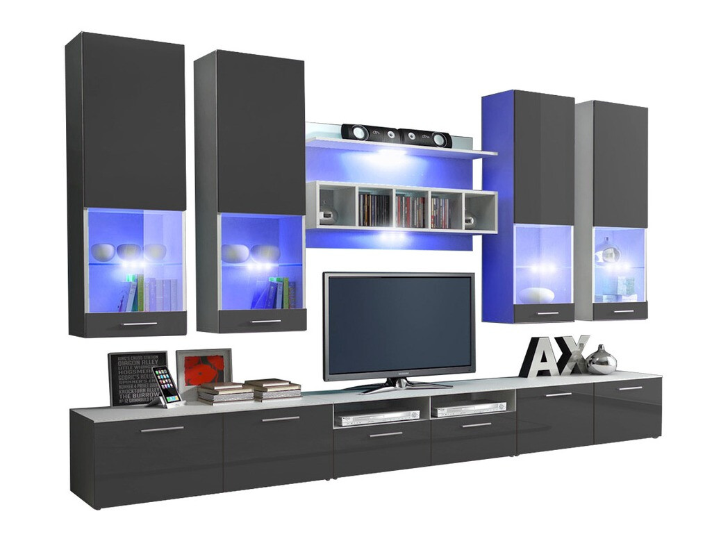 Living room set Caelum (White + Gloss grey)