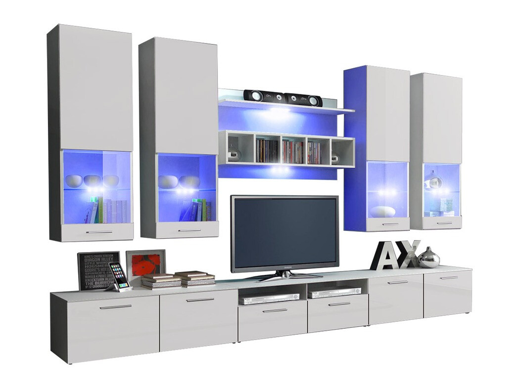 Living room set Caelum (White + Glossy white)