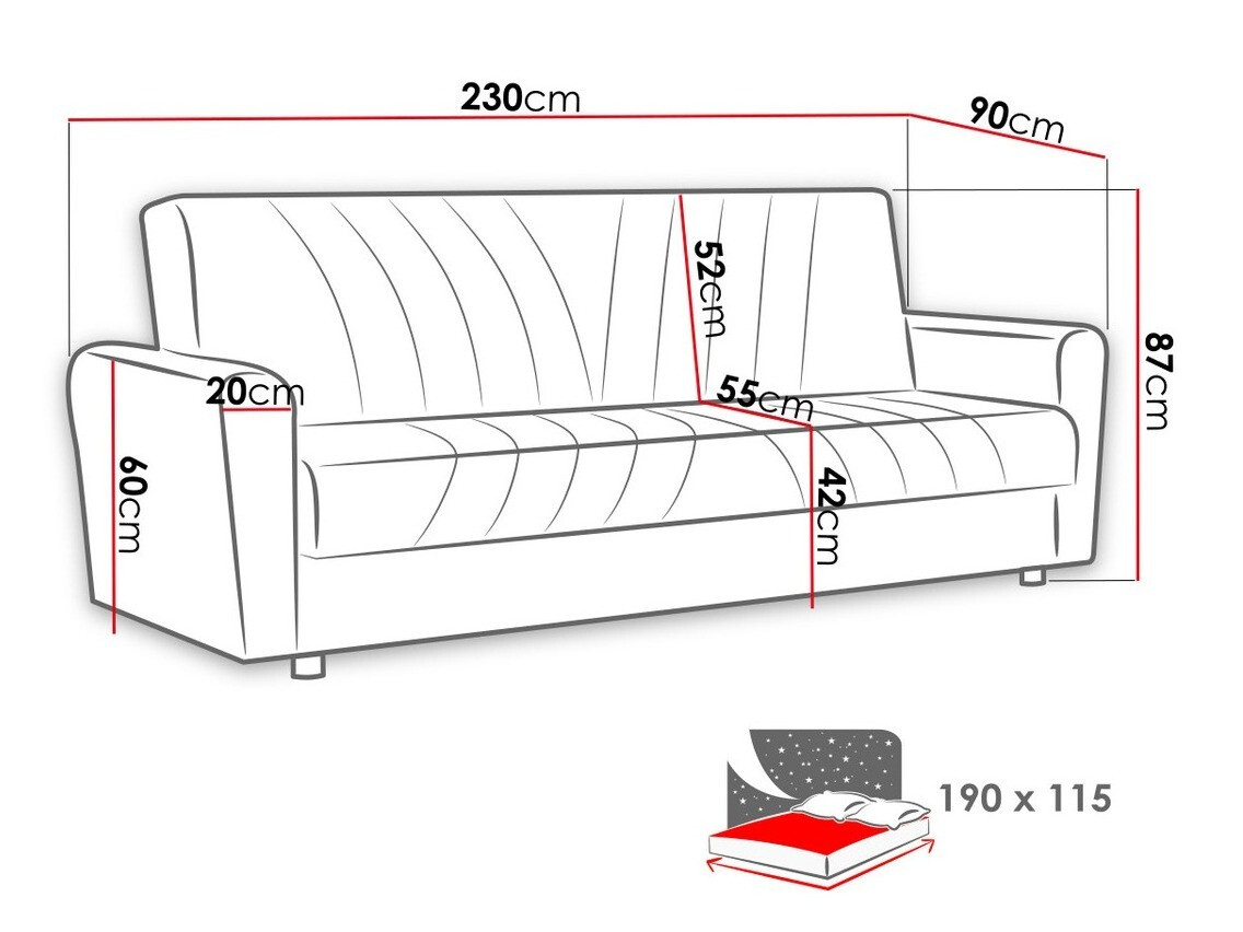 Sofa bed Columbus 126 (Zanzibar 182)