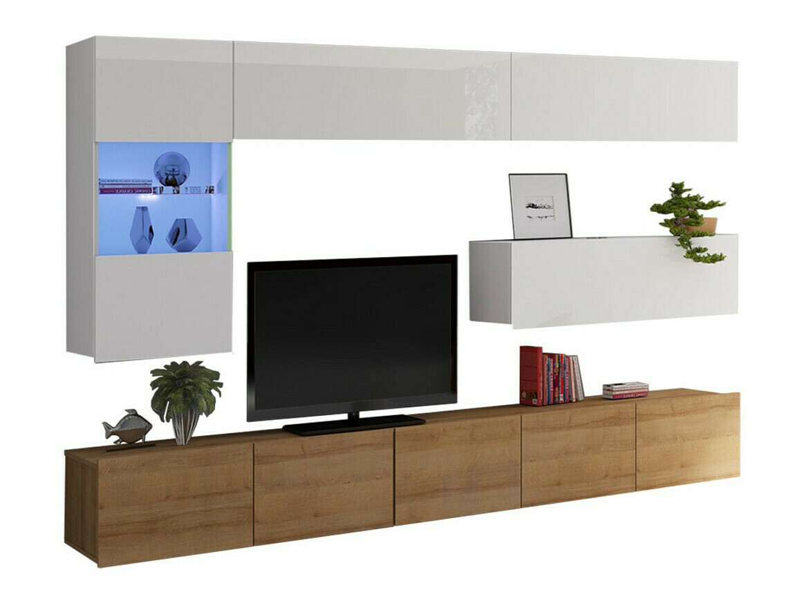 Living room set Remus IV (Golden oak + White + Glossy white)