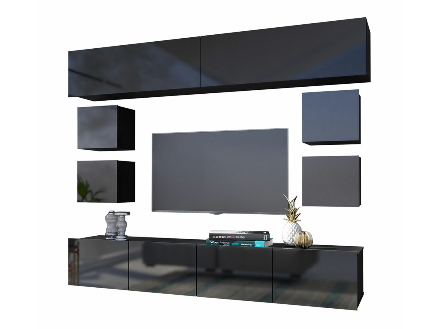 Living room set Remus XVI (Black + Glossy black)