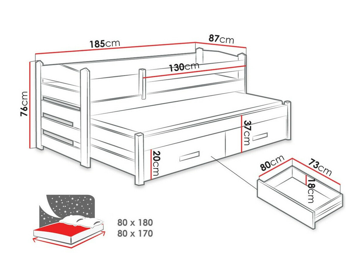 Bed Henderson 139 (White + Artisan oak)