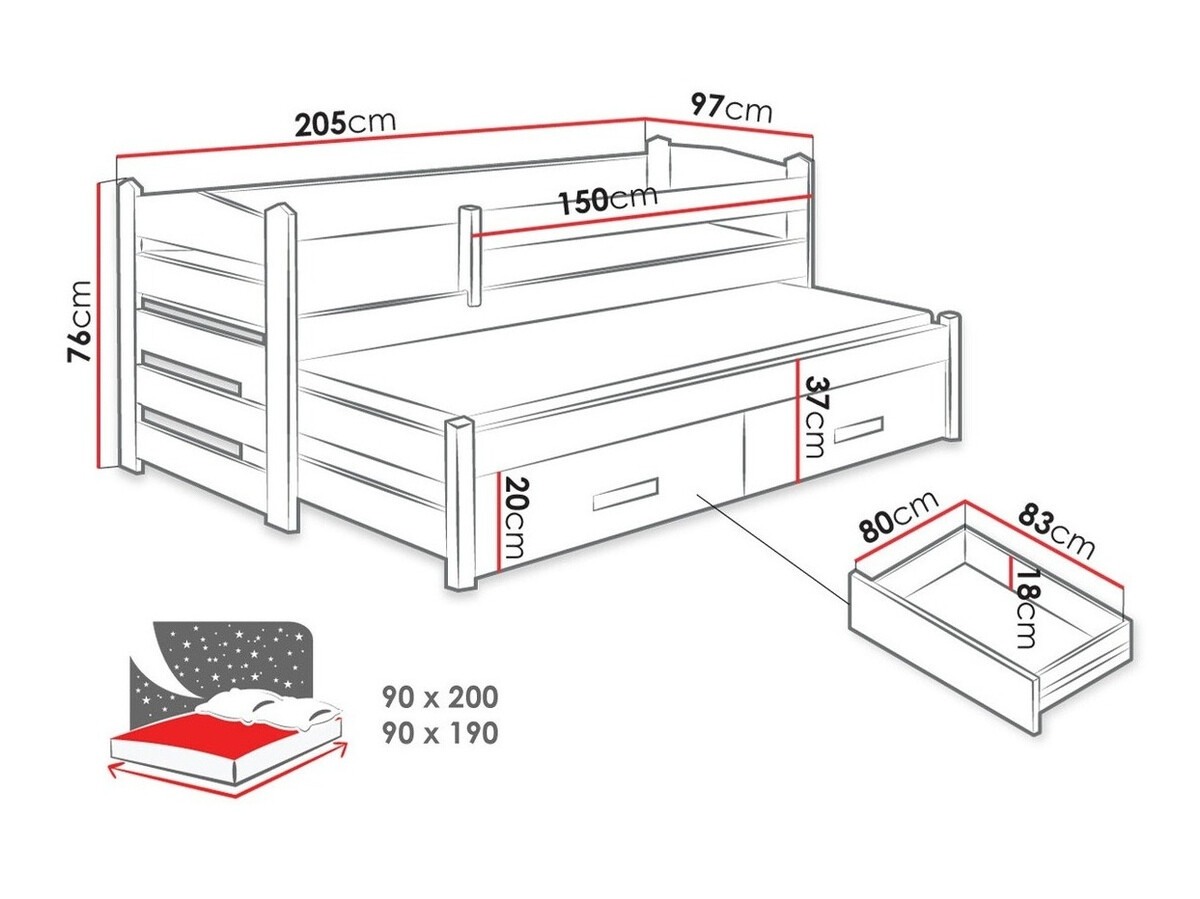 Bed Henderson 140 (White + Artisan oak)