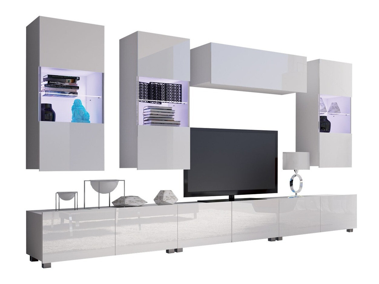 Living room set Remus XI (White + Glossy white)