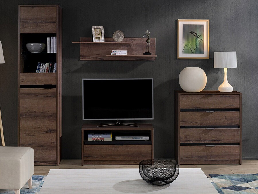 Living room set Fivelbo 115 (Monastery oak + Glossy black)