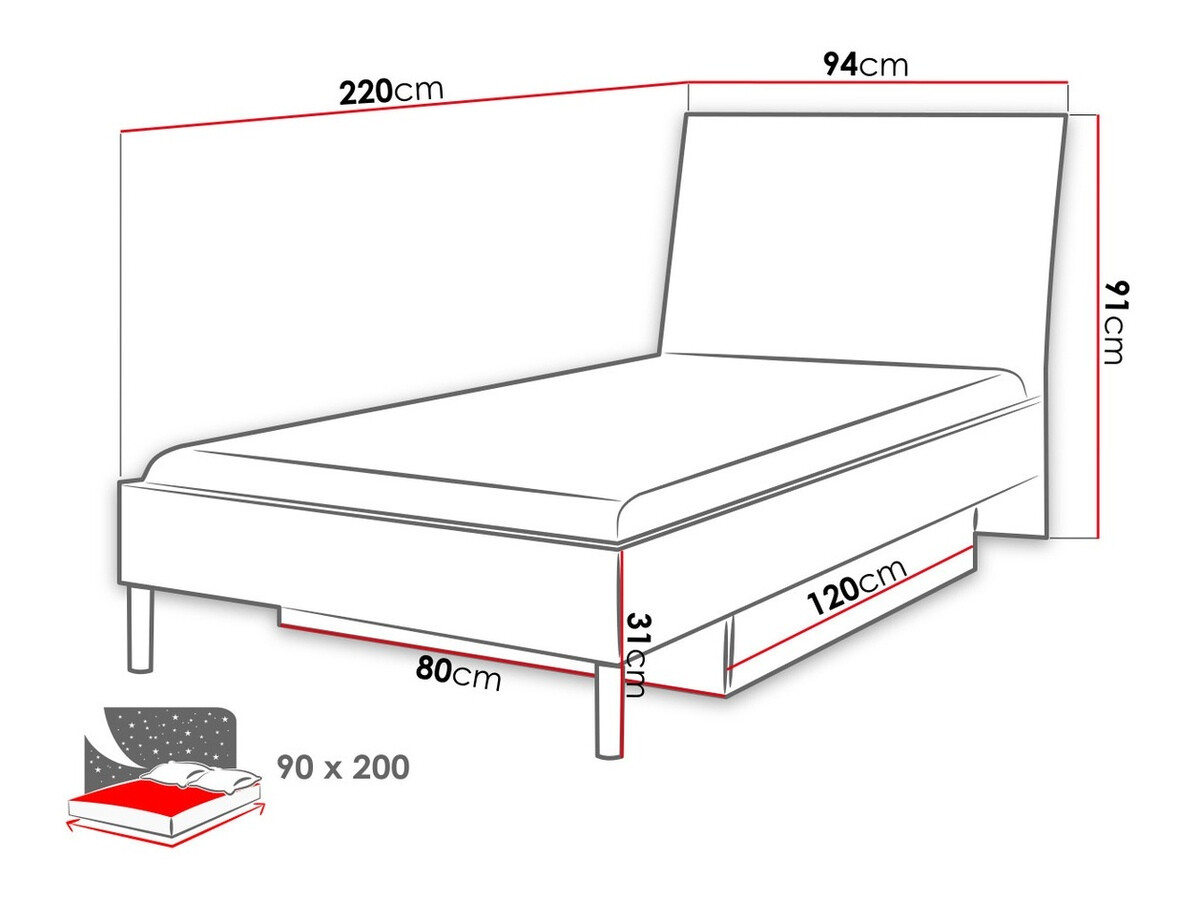 Bed Campus (White + Gloss grey)