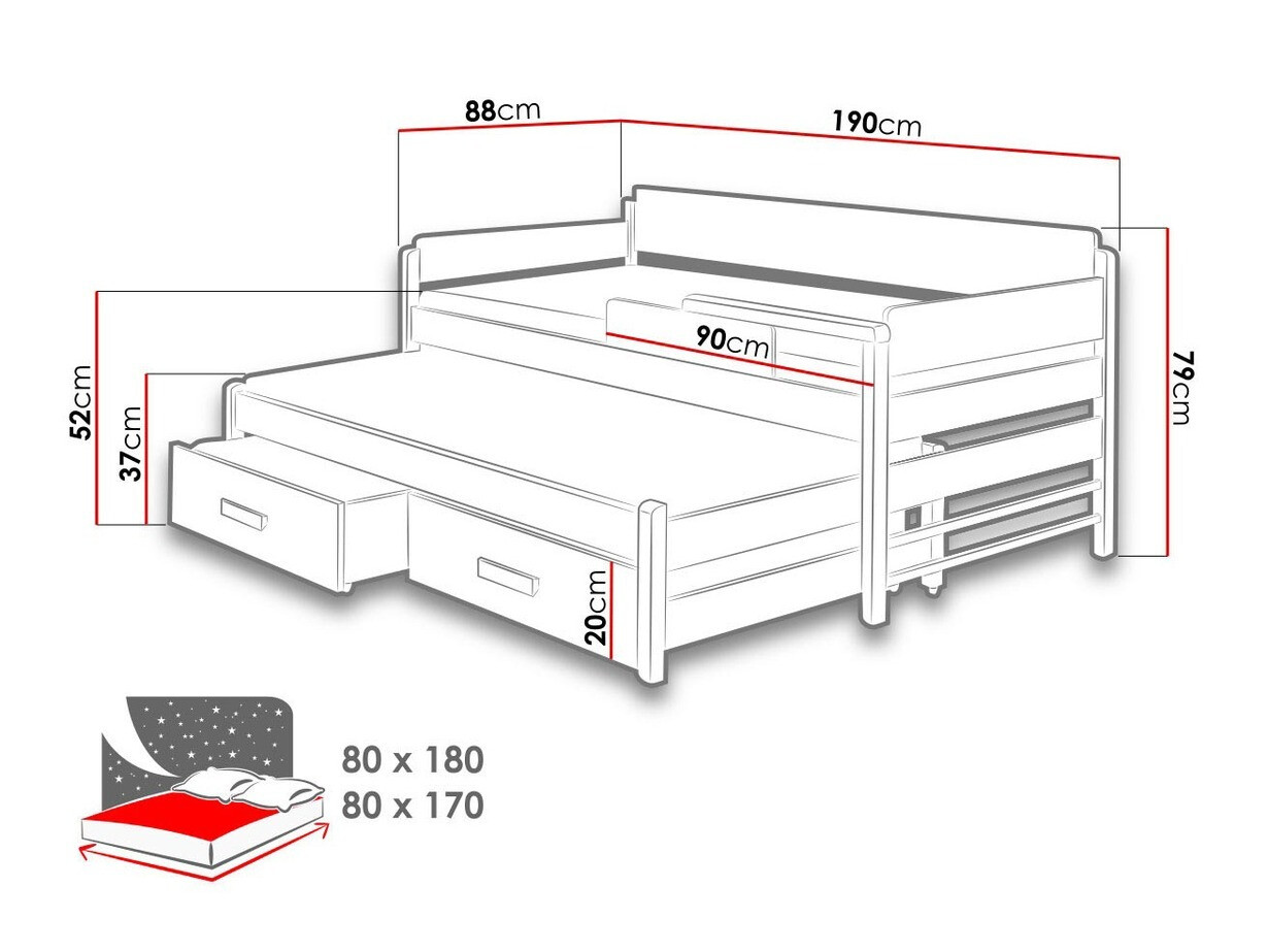 Bed Henderson 121 (White + Grey)