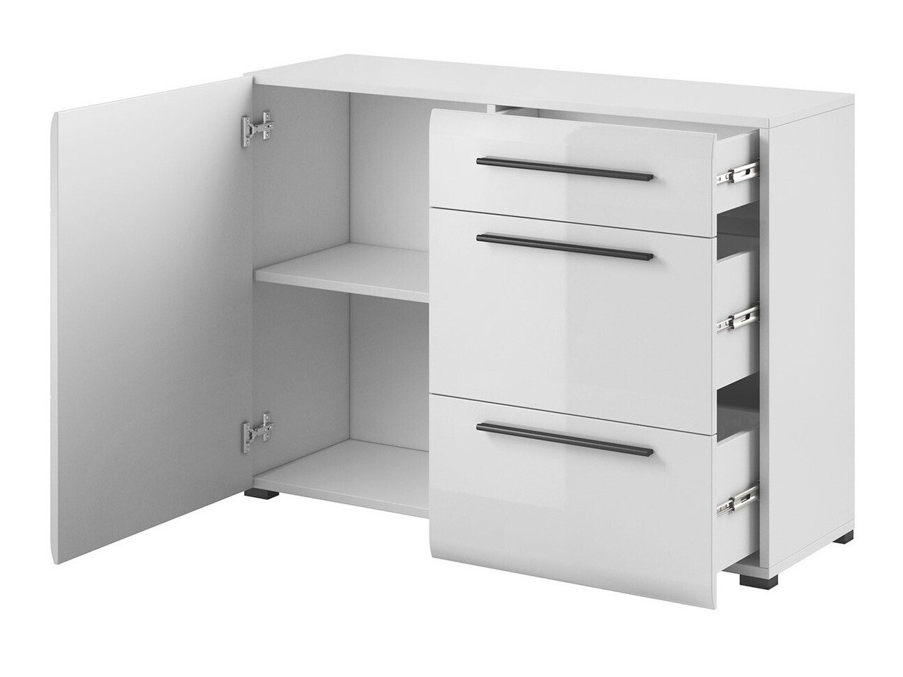 Chest of drawers Ophsalu 107 (White + Glossy white)