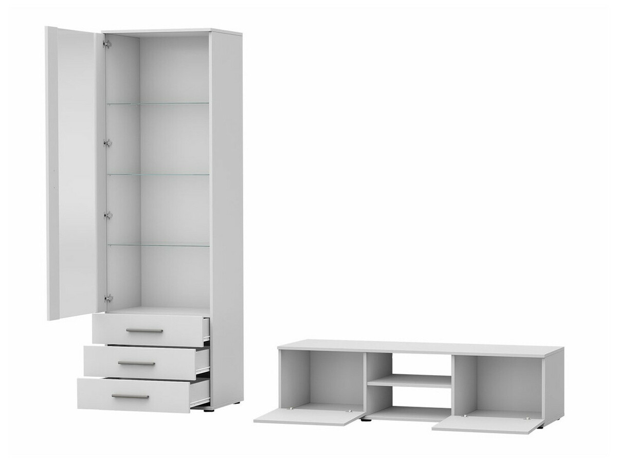 Living room set Tornola 110 (White + Glossy white)