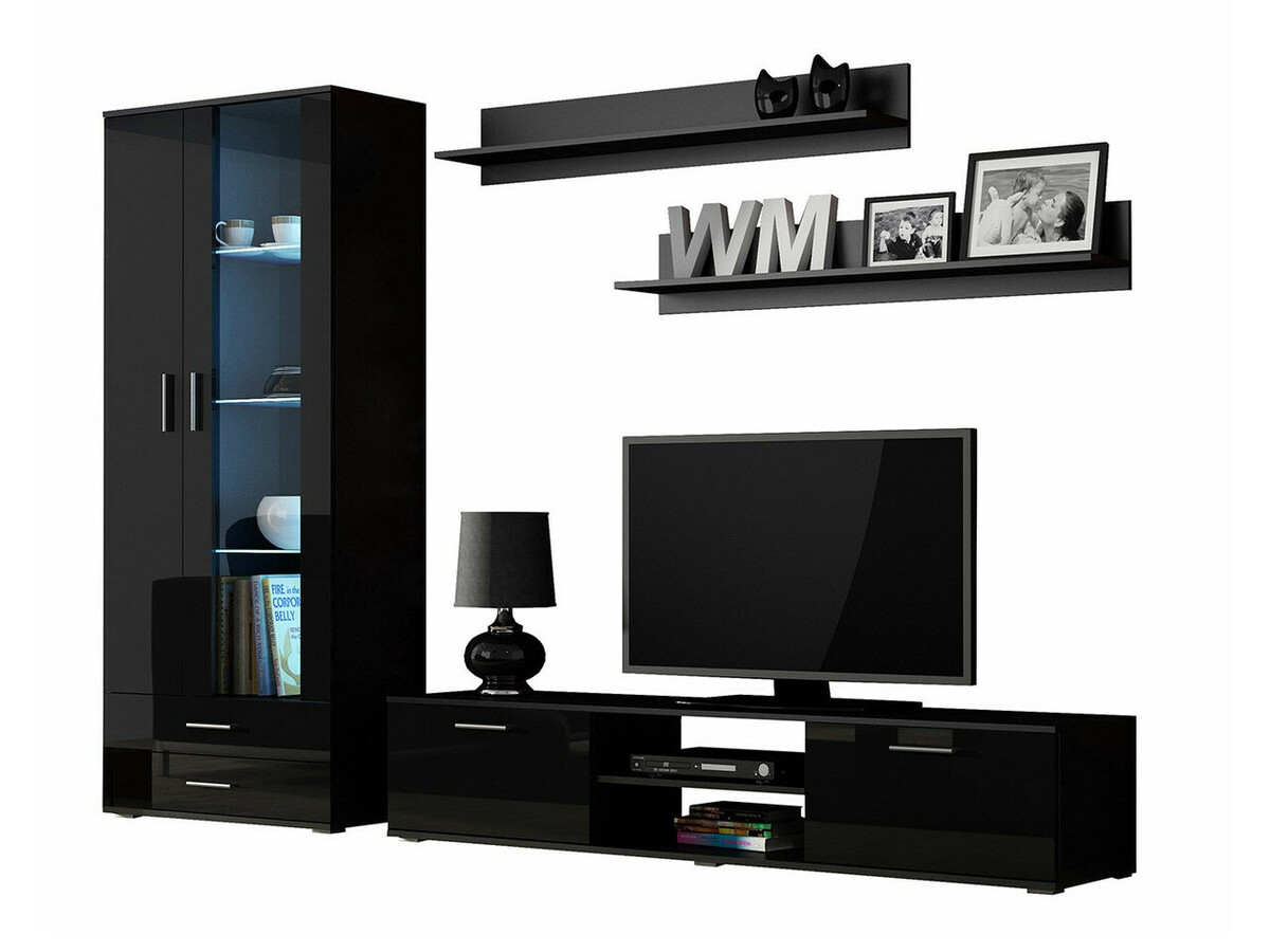 Living room set Tornola 115 (Black + Glossy black)
