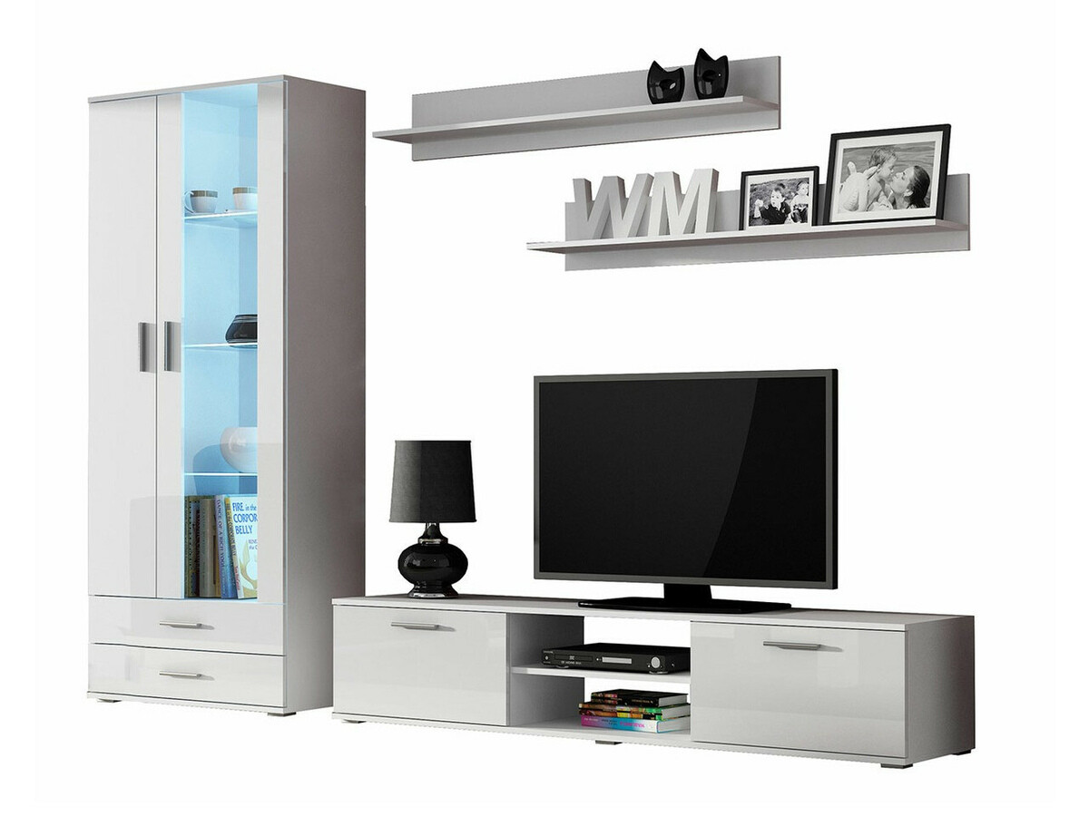 Living room set Tornola 115 (White + Glossy white)