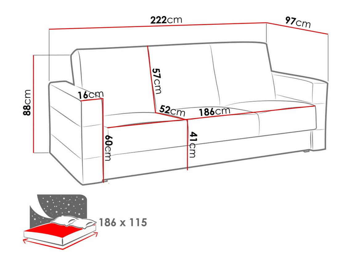 Sofa bed Providence 169 (Soft 066 + Kreta 05)