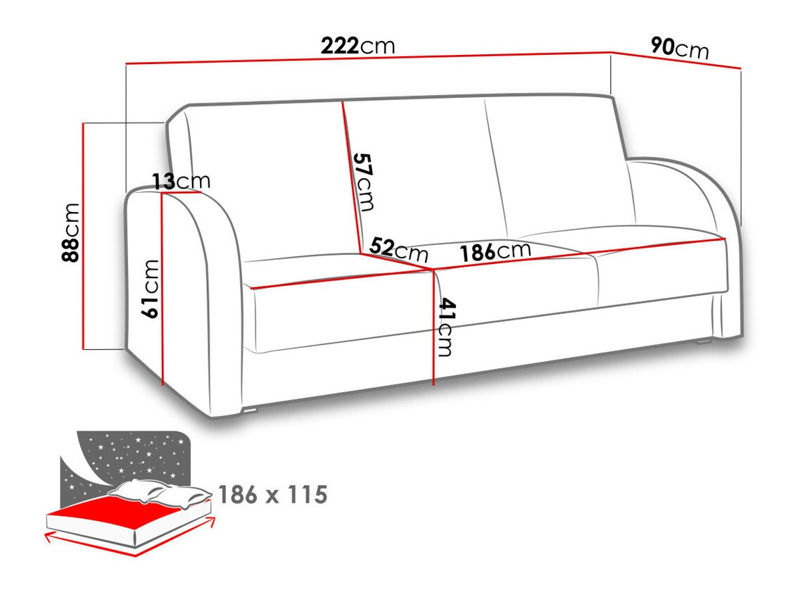 Sofa bed Providence 172 (Soft 066 + Kreta 07)